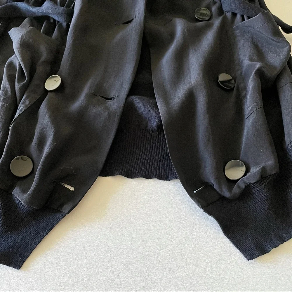 3.1 Phillip Lim Silk Cardigan Belted Button Front Utility Sweater Black Size 2